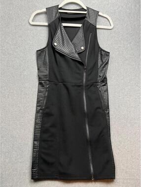 Mustard Seed Grunge Dress Womens M Faux Leather Zip Moto Baddy Goth Black